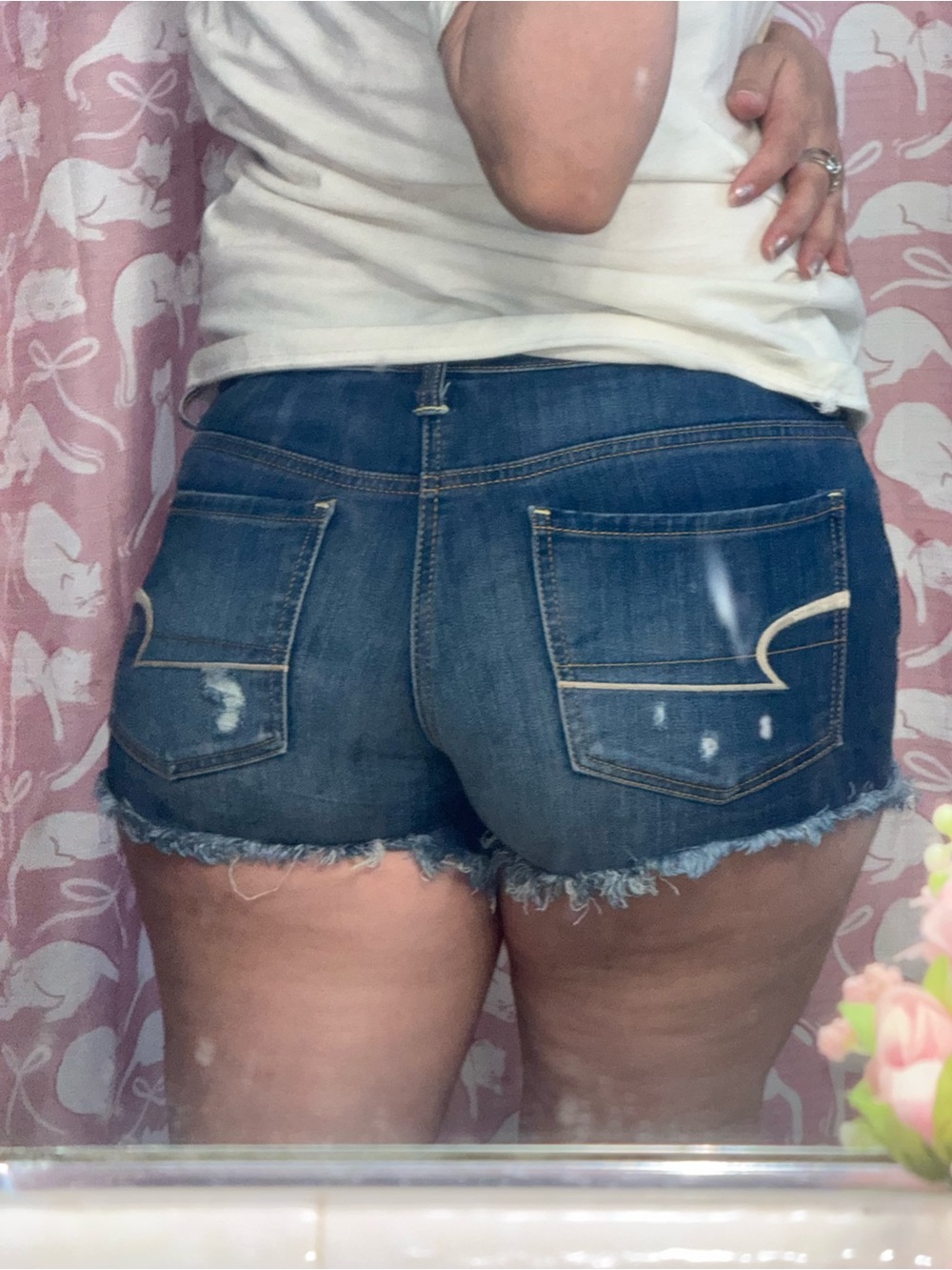 American Eagle Outfitters Dark Blue Denim Cutoff Shorts